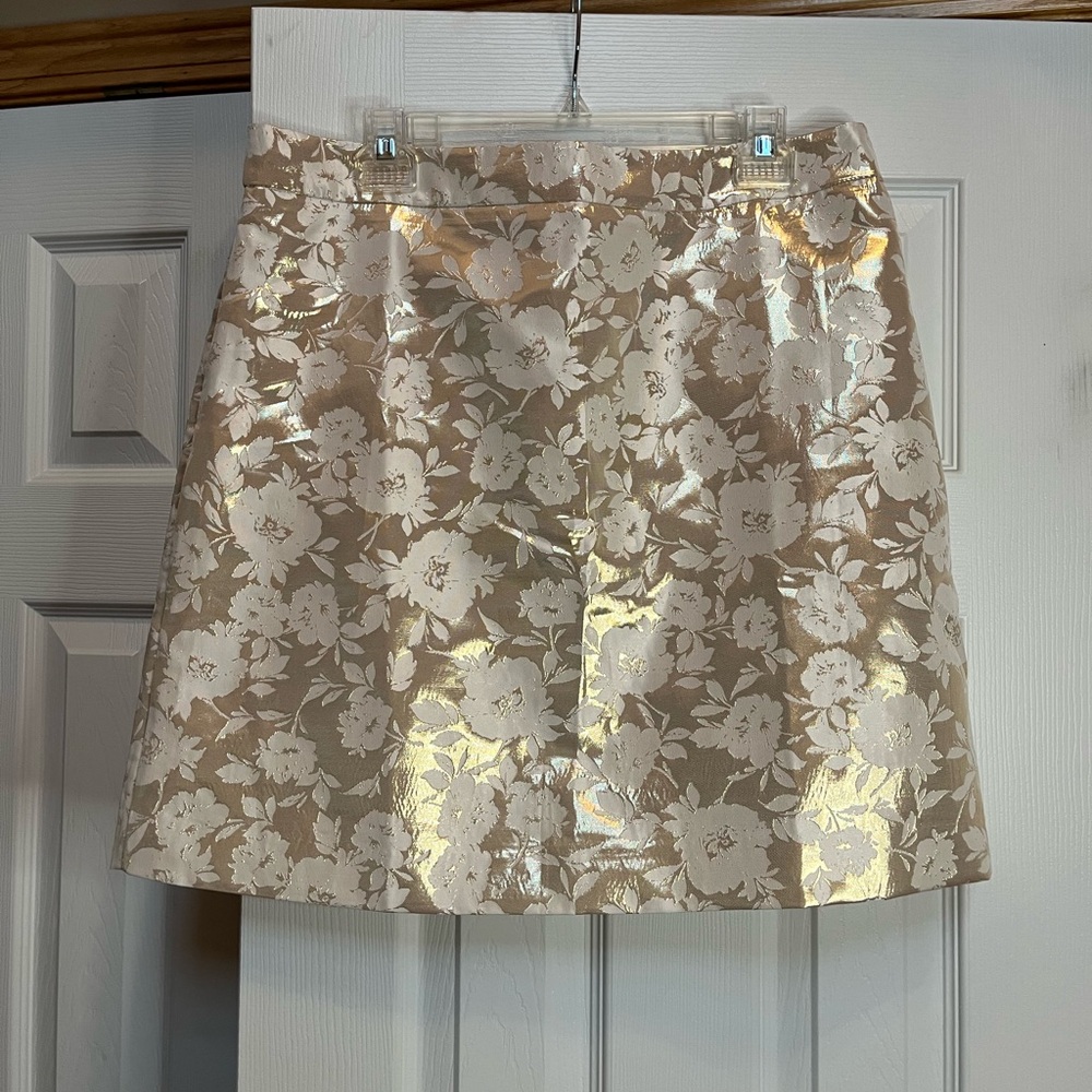 NWT J. Crew Metallic Floral A-Line Skirt